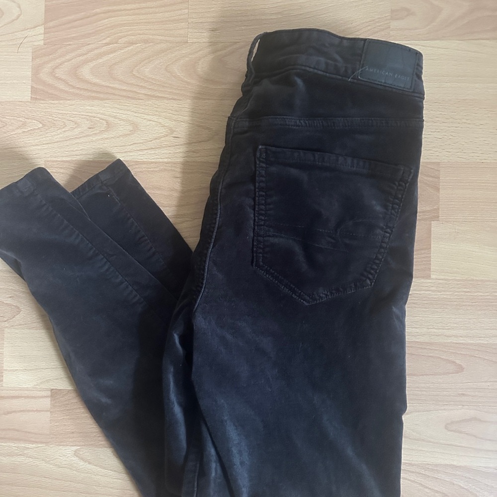 American Eagle Outfitters Black Velvet Skinny Jeans